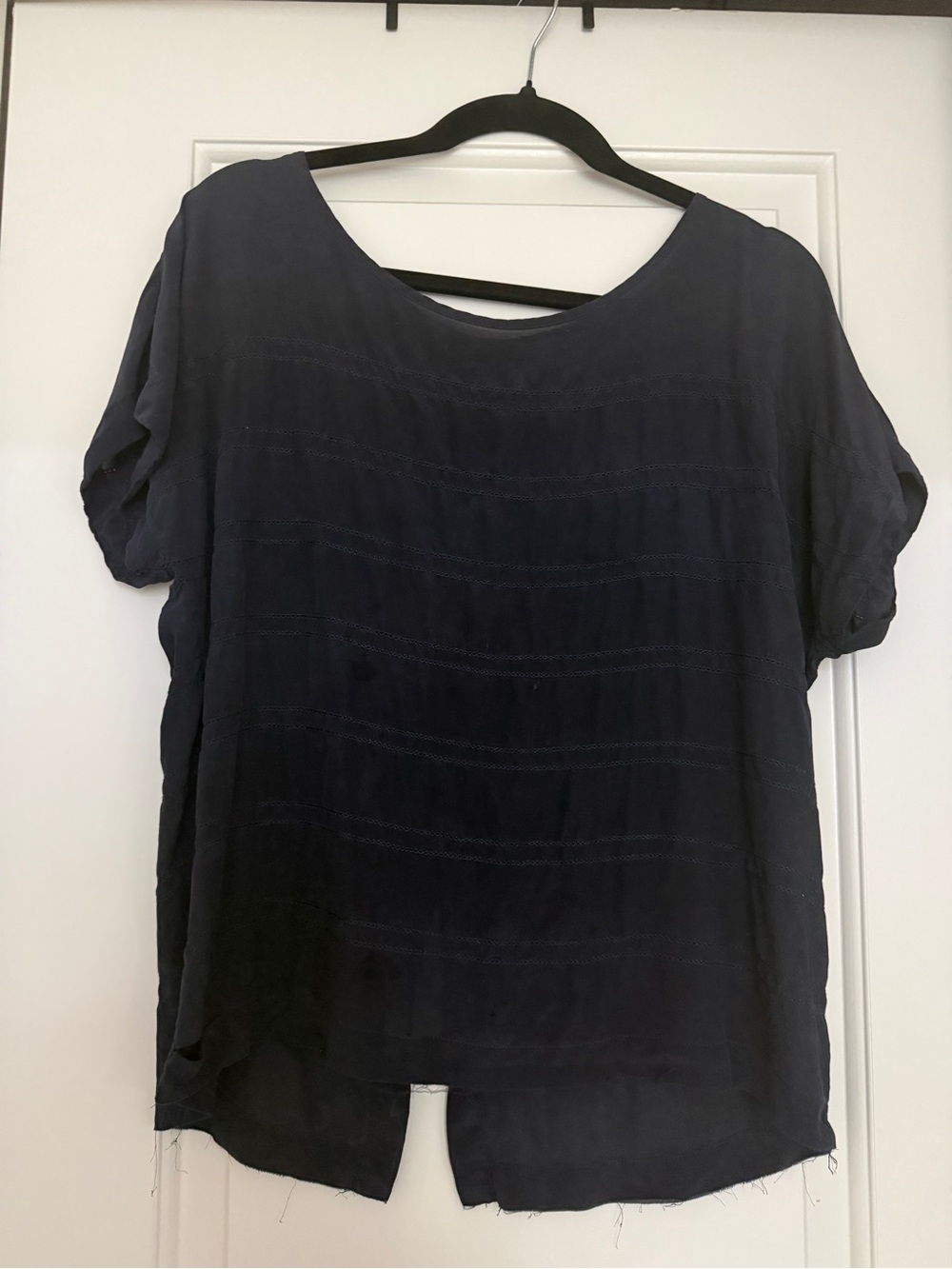Club Monaco Navy Short-Sleeve Scoop Neck Blouse